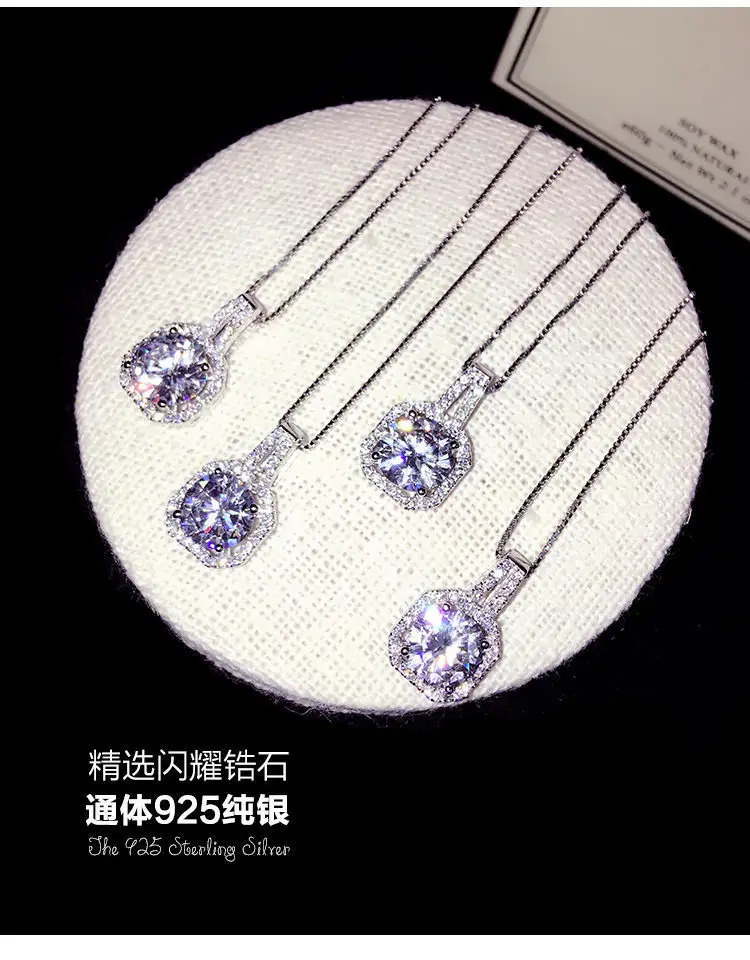 RYOUCUTE модные ювелирные изделия из стерлингового серебра 925 пробы длинные корейские циркониевые квадратные ожерелья для женщин Свадебные Кольца Bijoux