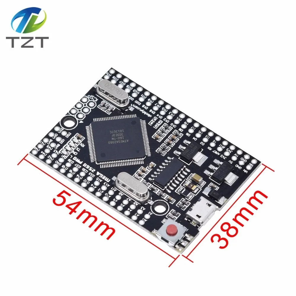 TZT Mega 2560 PRO MINI 5V(встраивание) CH340G ATmega2560-16AU с наконечниками, совместимыми с arduino Mega 2560