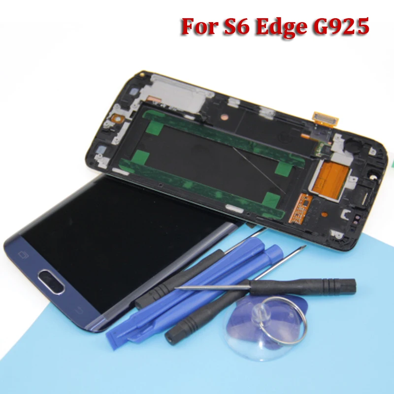 

G925 LCD with Frame for SAMSUNG Galaxy S6 edge G925 G925I G925F SUPER AMOLED Display Touch Screen Digitizer Assembly Replacement