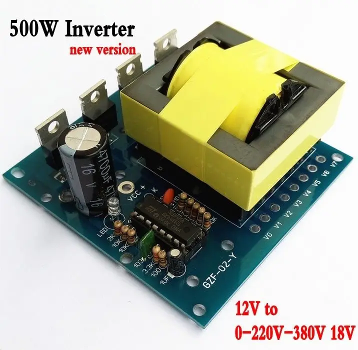 500W 12VDC transfer 18VAC & 0-220v-380v inverter module 
