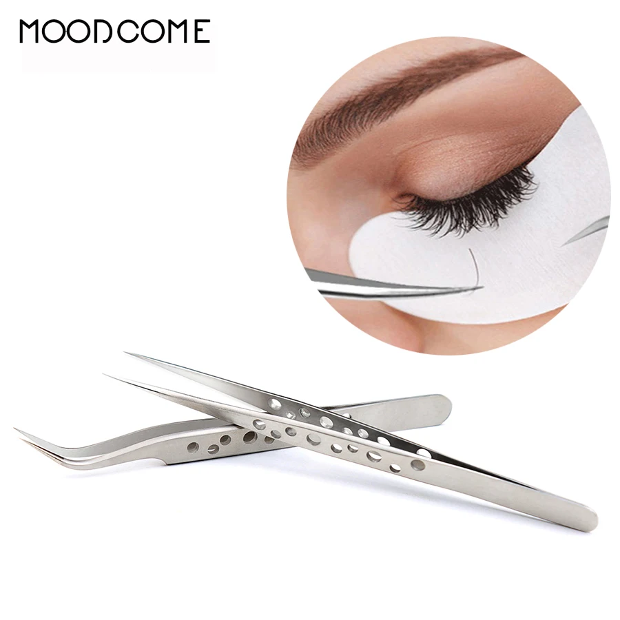 

Precision Stainless Steel Tweezers for Eyelash Extension Eyebrow Sharp Curved Straight Tip High Precision Make Up Tools Sets
