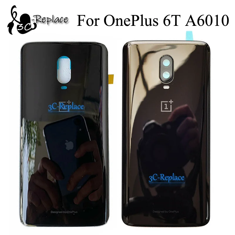 

Original 6.4 inch Black/Transparent For OnePlus 6T 1+ 6t A6010 A6013 Back Battery Cover Door Housing case Rear Glass parts