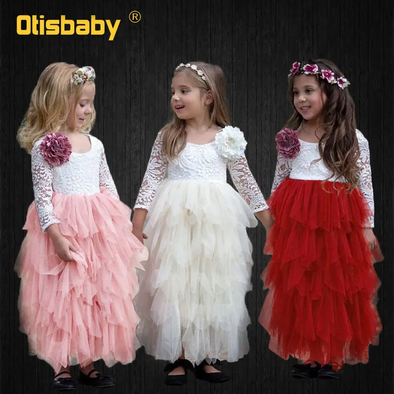 Летнее модное платье для девочек с юбкой из тюля кружевное платье с цветочным рисунком детское нарядное платье-пачка детское многослойное платье с цветочным рисунком для свадебных торжеств платья для выпускного вечера платье длинная одежда 10
