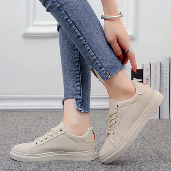 

Dropshipping Women Sneakers Fashion Breathble Vulcanized Shoes Pu Leather Platform LaceUp Casual Tenis Feminino Zapatos