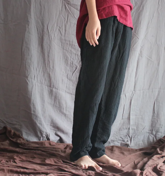 YoYiKamomo новые женские повседневные брюки Ранняя осень дзен Стиль Хлопок крепдешин свободные брюки с эластичной талией шесть цветов