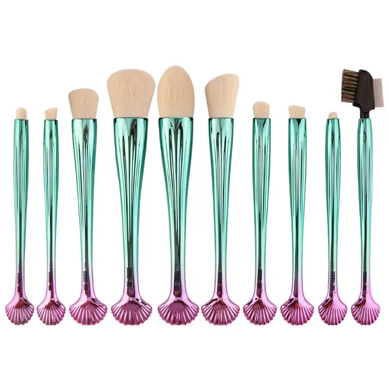10pcs Shell Shaped Brushes Face Eye Foundation Powder Eyeshadow Makeup