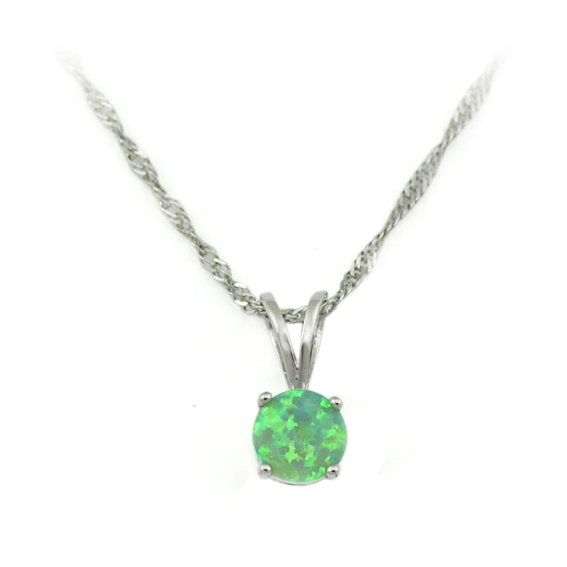 

HAIMIS Hot Sale Green Fire Opal Women Fashion Silver Plated Pendant OP434