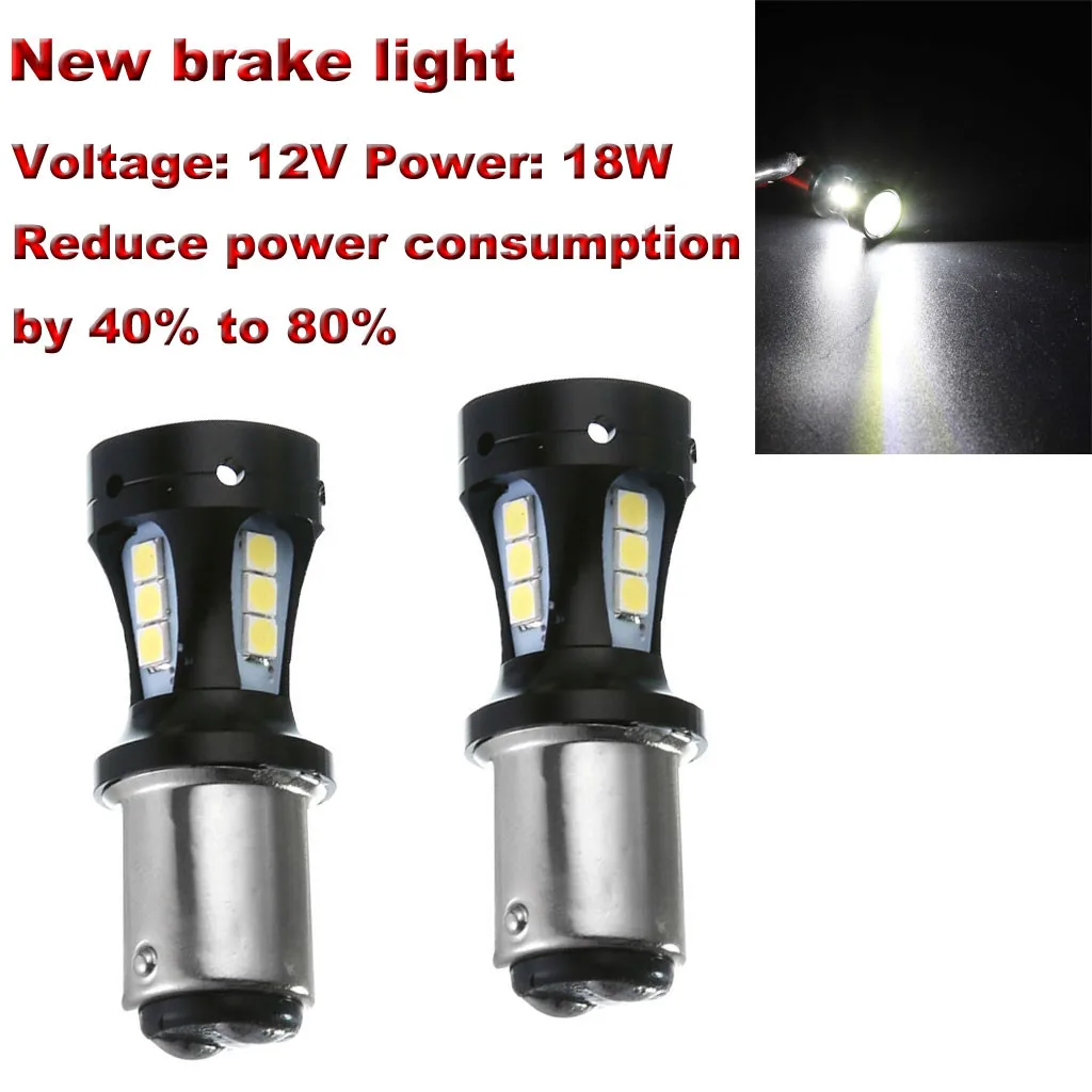 

2Pcs 18W 1156 1157 BAY15D 3030 18 LED Car Auto Tail Stop Brake Backup Lights Bulb White 6000K 950LM backup Bulb Auto Accessories