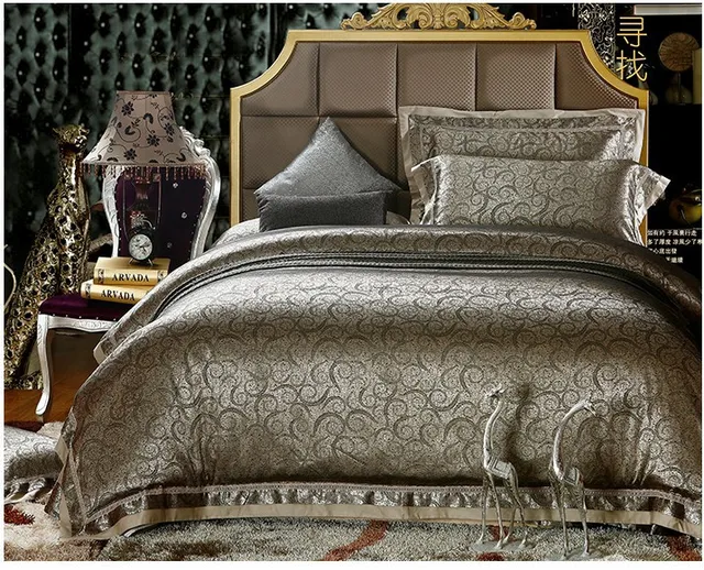 Luxury Black Brown Satin Jacquard Bedding Comforter Set King Queen Luxury Black Brown Satin Jacquard Bedding Comforter Set King Queen Size Duvet Cover Bedspread Bed In A Bag Sheet Designer Quilt