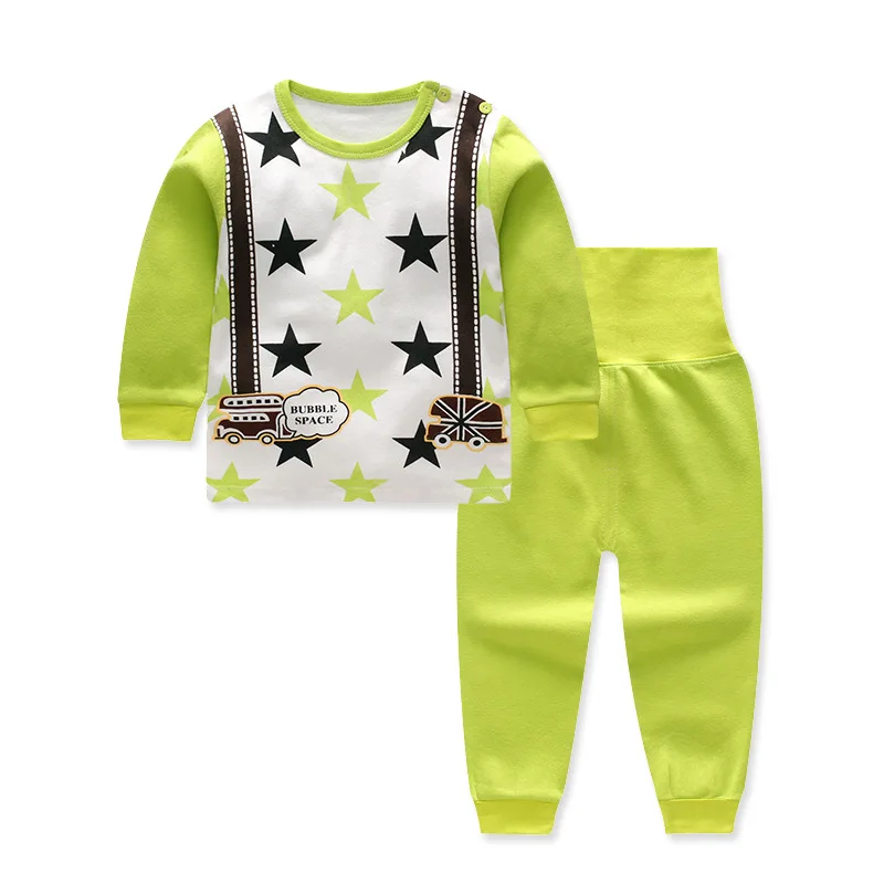 Luna Banco/зимние комплекты для малышей с длинными рукавами и отворотами; детская пижама с круглым вырезом; комплекты одежды для малышей
