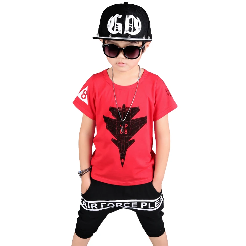 2017 Fashion Summer suits for boys Boy set kids hip hop clothing Boys set Cotton t shirt+shorts