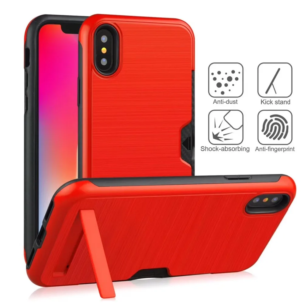 ChauLok Card Slot Pocket Shockproof Phone Case for iPhone X XR XS Max 6 6s 7 8 Plus Cover Hybrid Back Slots Cases | Мобильные