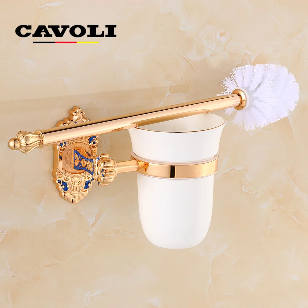 Cavoli European style Gold Amber Blue Wall mounted Toilet Brush Holders