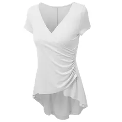 Женские короткий рукав белая блузка элегантная офисная рубашка плюс Размеры 2018 летние женские баски Топы Blusas Повседневное туники