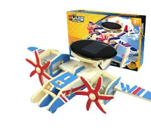 Educational toy technology P340 police solar plane 3d jigsaw puzzle assembly model wooden creative game children