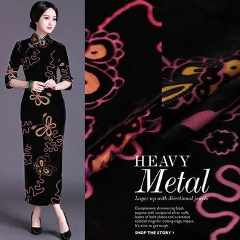 

Printed Burnout Silk Velvet Fabric For Silk Velour Dress Plant Free Shipping With 2 Designs