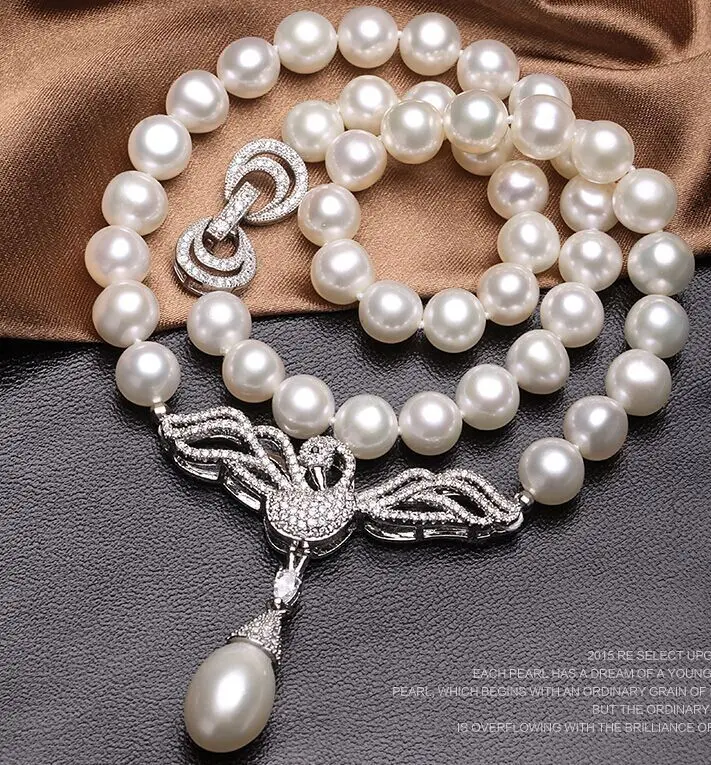 

2016 new design 10-11mm genuine white south seas pearl necklace 18inch s925