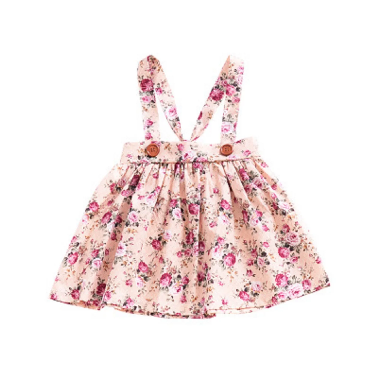 Newborn Toddler Baby Girls Skirts Floral Print Party Button Fashion Sweet Princess Bib Strap