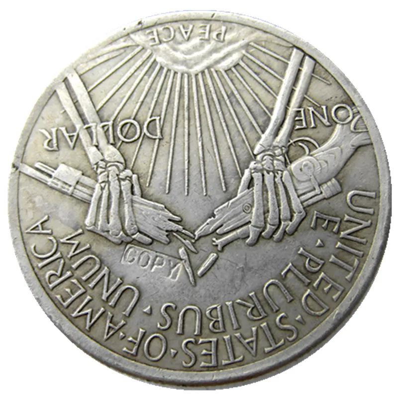 

HB(07) Hobo Creative 1922 Peace Dollar skull zombie skeleton Silver Plated Copy Coins