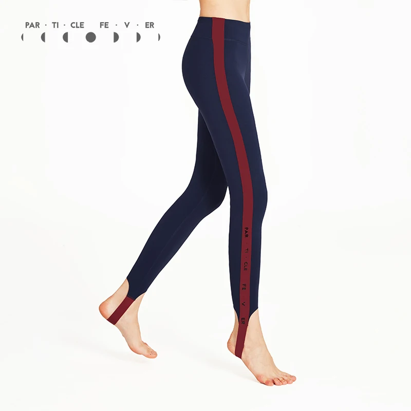 

Particle Fever Two Colors Full Length Quick Dry Leggings With Light Blue Ribbons Breathable Sports Wear For Women Gym