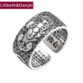 

Ethnic Opening Ring 100% Real 925 Sterling Silver Jewelry For Men Women Lucky Kirin Brave Troops Adjustable Ring 2018 Gift FR114