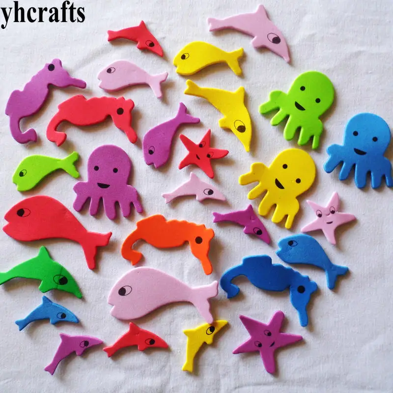 30PCS LOT Ocean animal foam stickers Scrapbooking kit Early learning educational toys Color animal learning Kids