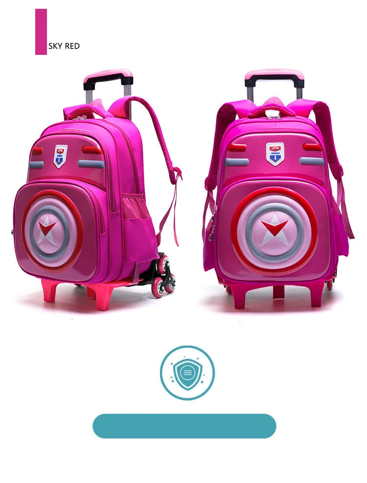3d водонепроницаемый багаж От 5 до 10 лет школьная сумка на колесиках студенческий ранец Повседневный Rolling Чемодан детский дорожный рюкзак с колесиками