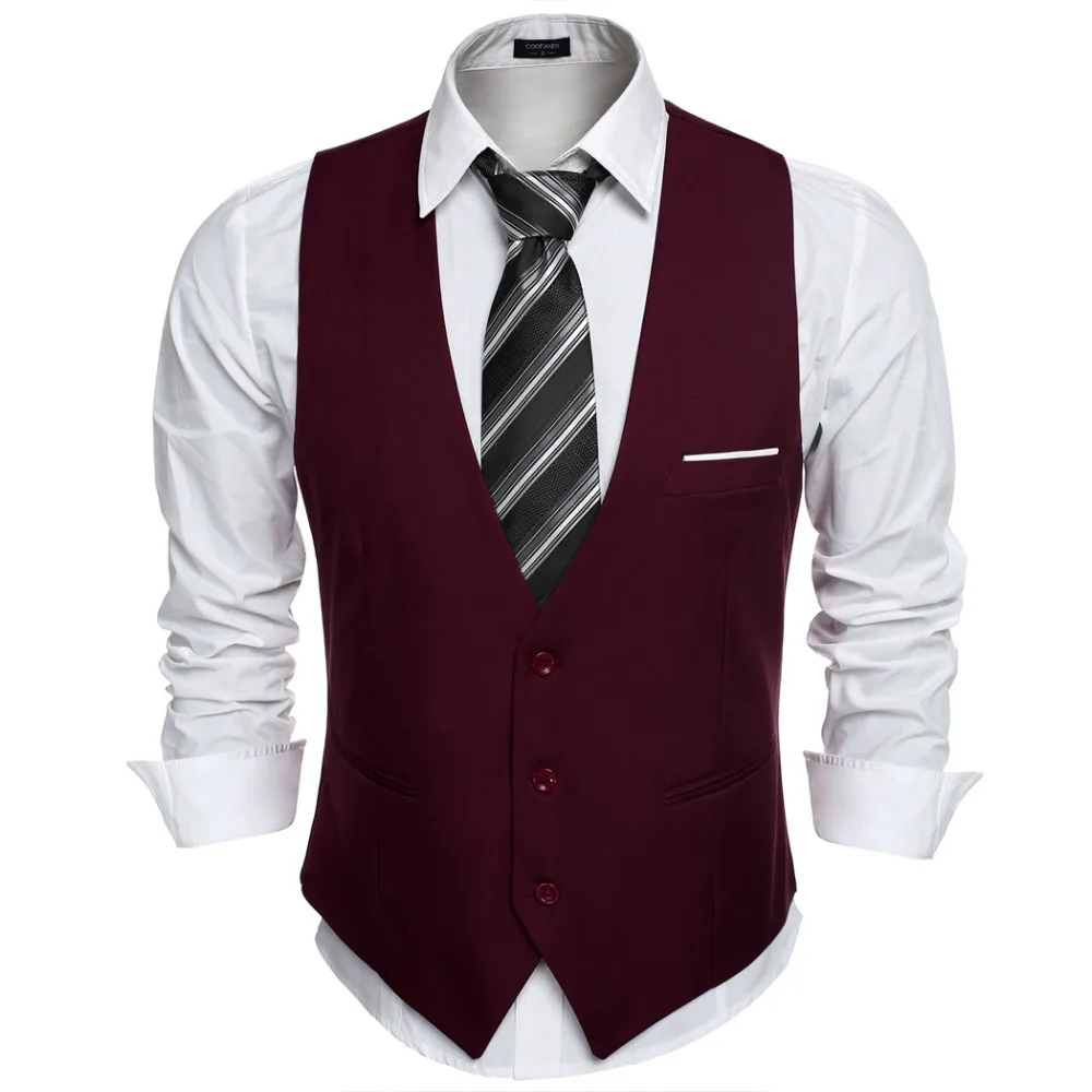 Buy COOFANDY US size Dress Vests For Men Suit Vest Male Waistcoat Gilet Homme