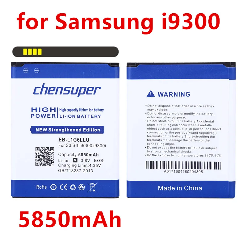 Новый EB L1G6LLU аккумулятор 5850mAh для Samsung Galaxy S3 SIII i9300 i9300i i9308 i9305 i9082 i9080 i9128E i9060 i9301 i9118