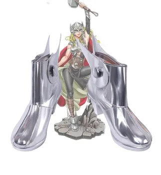 

Superhero Thor Jane Foster Cosplay Boots Silver Shoes Custom Made
