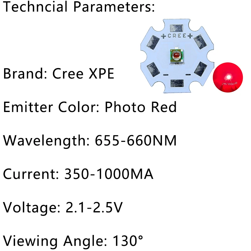 Original 1W- 3W Cree Xlamp XPE XP-E Photo deep red 660 665nm 2.1-2.5V 350-1000MA Led Beads Plant Grow Led Emitter Lamp Light