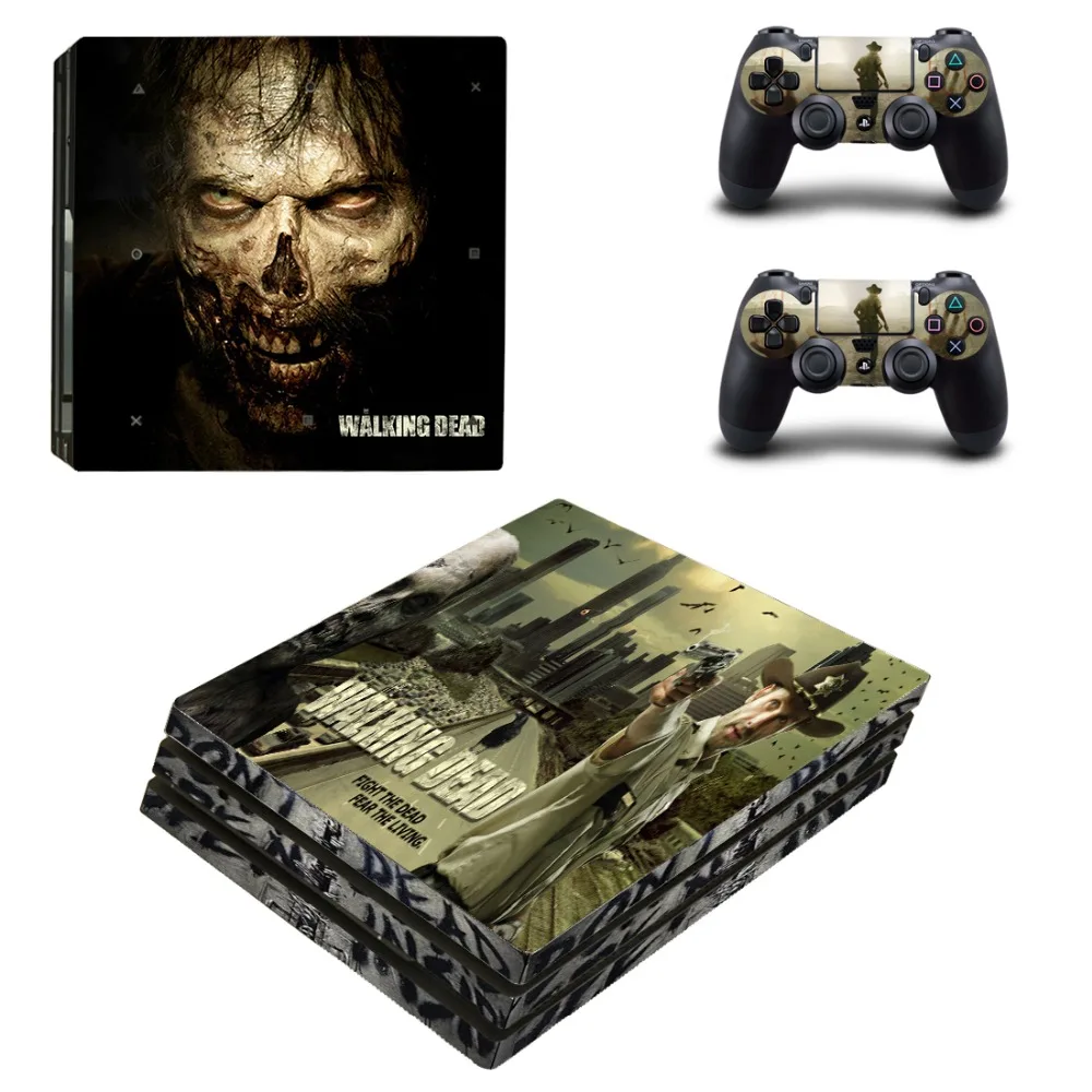 Виниловая наклейка Walking Dead PS4 Pro для консоли Sony Playstation 4 и 2 контроллера Skin