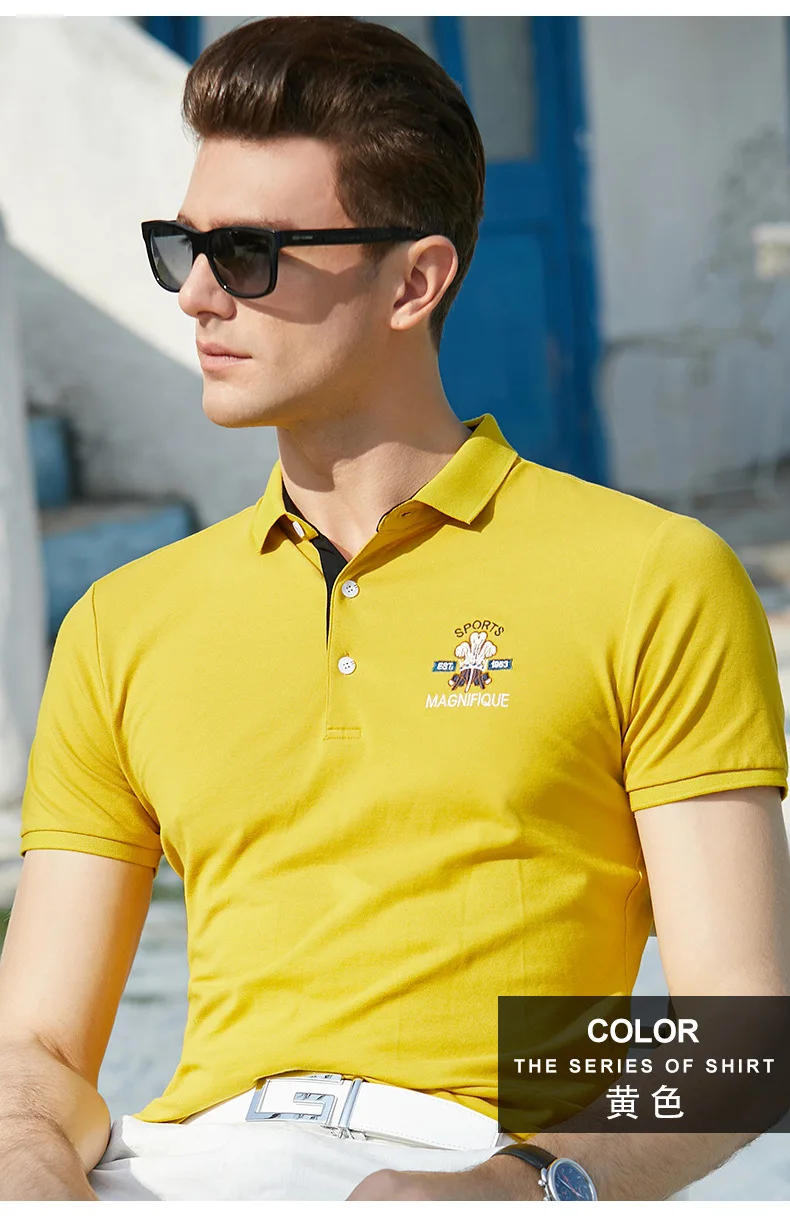 2019 известный бренд Качественный хлопок отложным воротником летние Для мужчин рубашка поло Модный Повседневная одежда Дышащие размер плюс