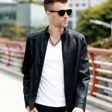 Горячая Весна мужской новая мода досуг воротник искусственная кожа тонкое пальто cultivate one's morality/XL-XXL