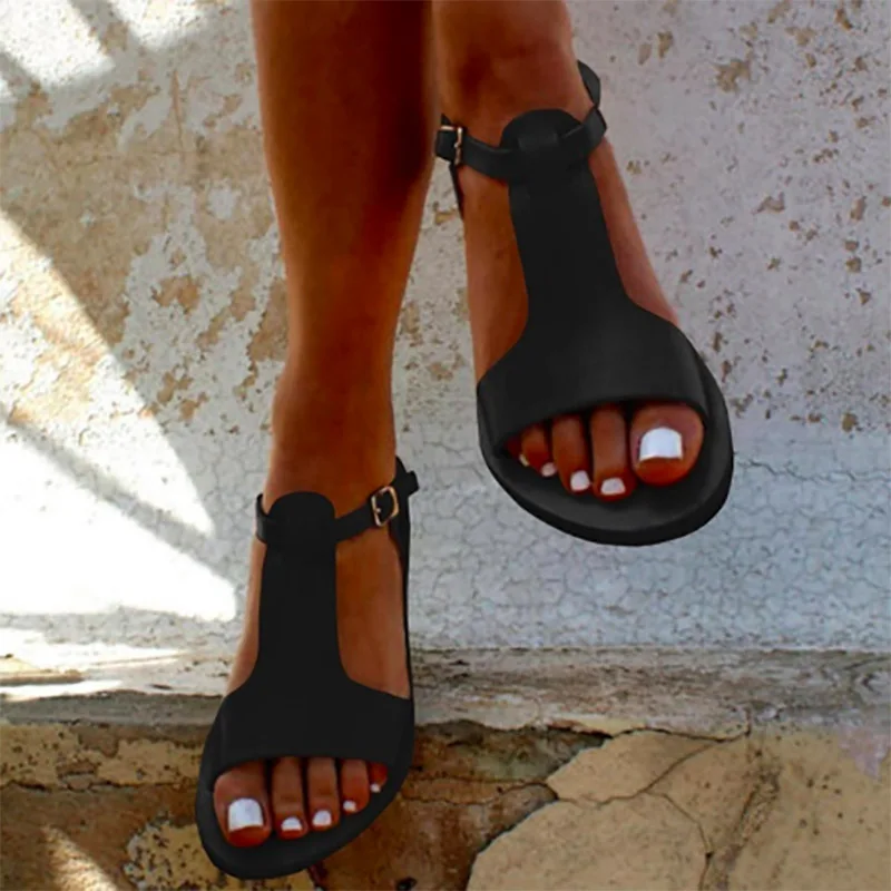 Сандалии из искусственной кожи на резиновой подошве; Sapatos Mulher; сандалии; мягкие повседневные летние туфли-гладиаторы; женская пляжная обувь на плоской подошве; большие размеры 35-44