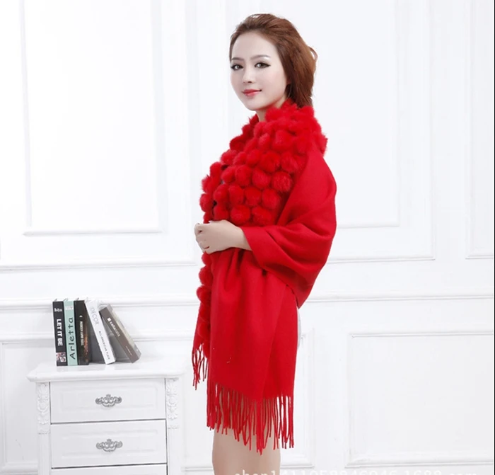 winter scarf women real fur shawls (4)