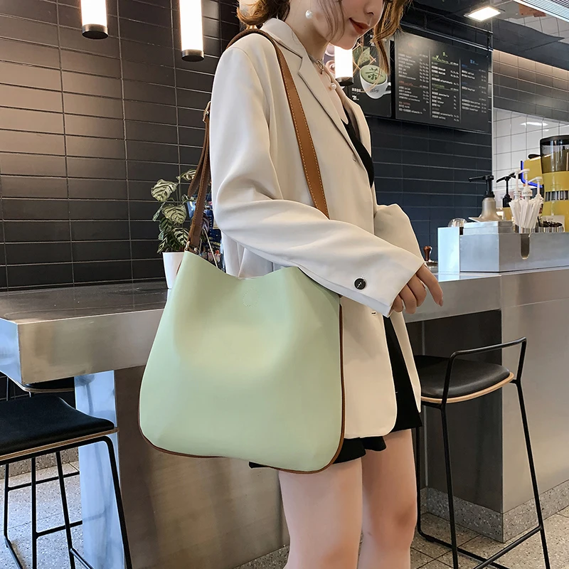 

Women's Bag Mother bag handbags new 2019 fashion large capacity one shoulder simple atmosphere slung high quality bucket bag