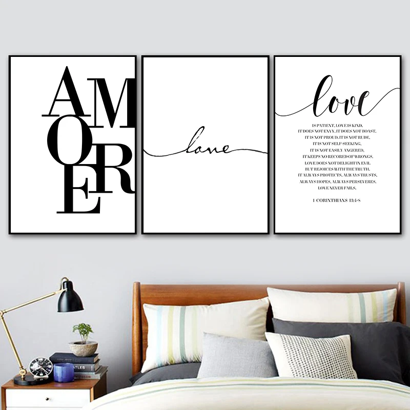 

Minimalist Black White Love Quote Art Canvas Painting Poster And Print Wall Picture For Living Room Modern Home Decoration AL176