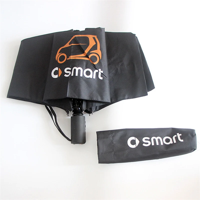 Черный ветроустойчивый складной автоматический зонт для Smart Fortwo Forfour 453 451 450 Roadster