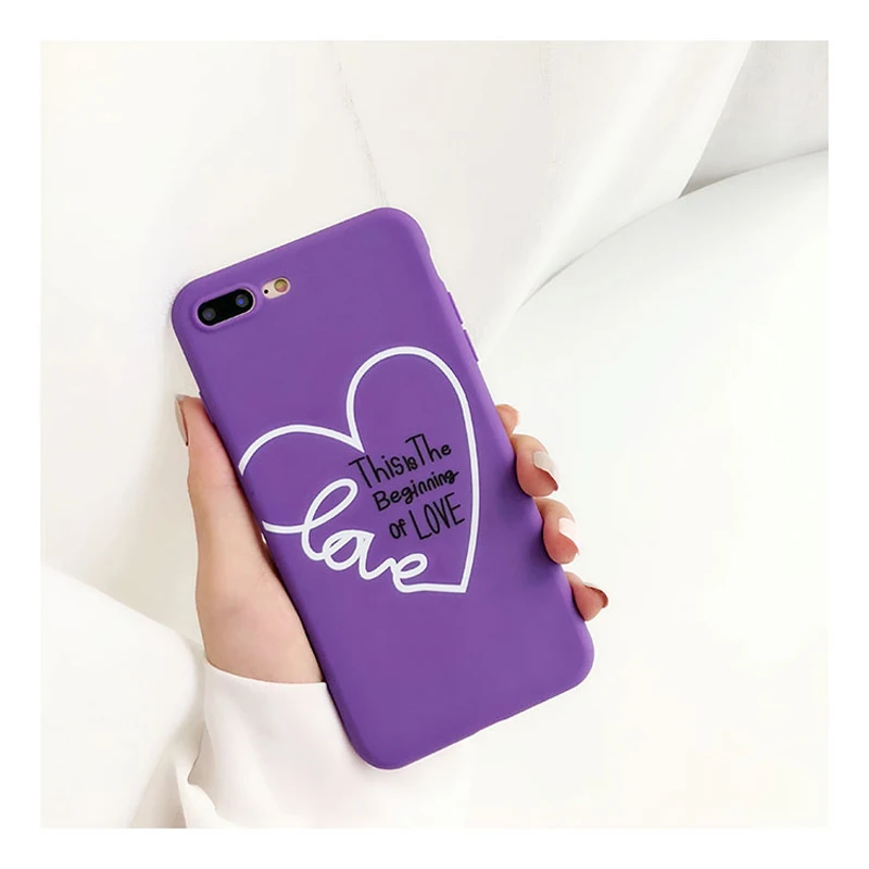 Lovebay фиолетовый чехол для телефона для Iphone XS Max XR X 7 6 6S 8 Plus Love Heart shape Lucky с принтом мягкий чехол-накладка