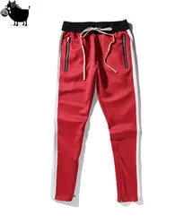 Черный значок 2018 новый молния украшение Штаны хип-хоп мода jogger городской одежды jogger Джастин Бибер Штаны черный красный синий