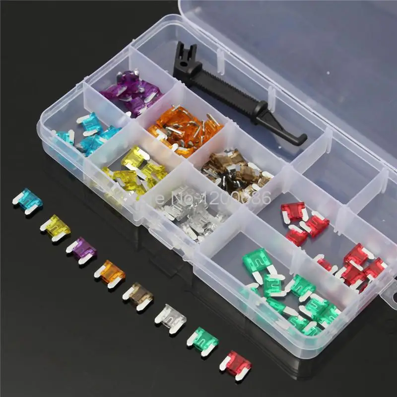 

100pcs 3/5/7.5/10/15/20/25/30A AMP Mini Blade Fuse Assortment Set Auto Car Truck Fuse Box