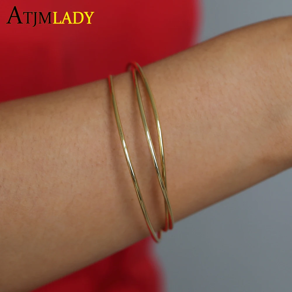 

Classic Round Gold 64MM Single Circle Bangle Simple Style Closed Thin Circle Wire Bracelet Bangle for Women hot fashion gifts