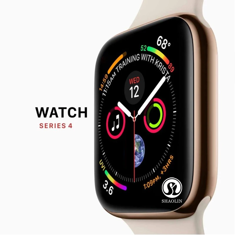 50% de descuento Smart Watch Series 4 SmartWatch funda para apple iPhone Android teléfono inteligente monitor de ritmo cardíaco podómetro (rojo botón) - 1