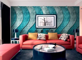 

New Murals Embossed Desktop Wallpaper Pape de parede Blue coffe irregular curve tv sofa wall painting European nonwoven decor