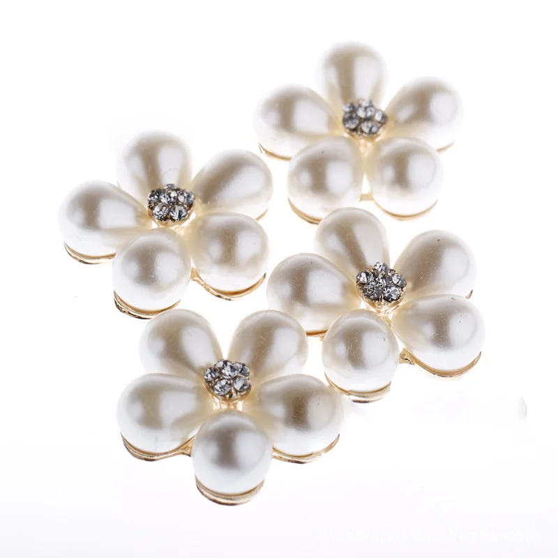 

Fashion 10Pcs Sewing Craft 23mm Flower Round Cluster Crystal Rhinestone Pearl Button Lot Wedding Buckle Jewelry Craft