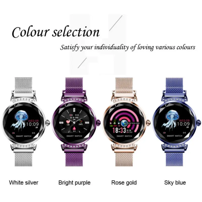  Newest Fashion H2 Smart Watch Women 3D Diamond Glass Heart Rate Blood Pressure Sleep Monitor Best G - 33036022258