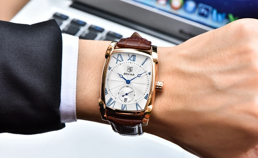 BENYAR мужские часы Топ бренд класса люкс прямоугольные повседневные модные часы Мужские Водонепроницаемые кожаные кварцевые наручные часы Мужские часы