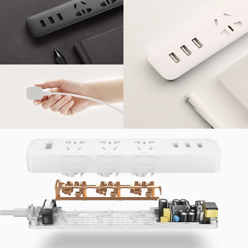 Оригинальная Выходная полоса питания Xiaomi Быстрая зарядка 3 USB Стандартный
