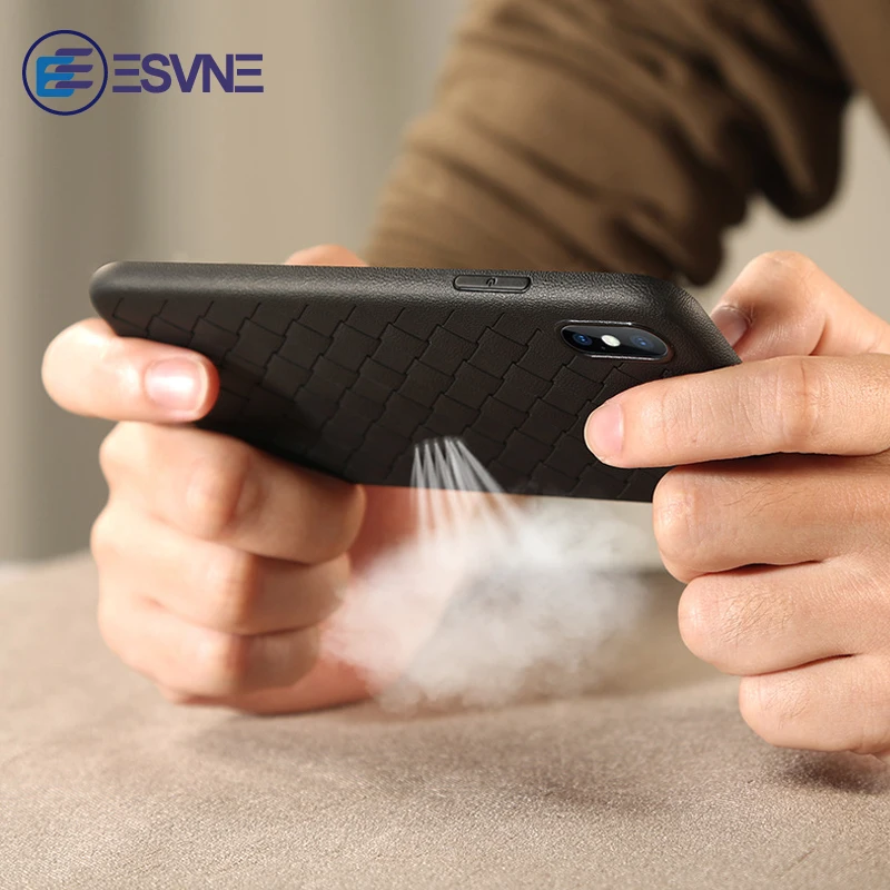 

ESVNE Soft Phone Case for iphone 6 6s 8 plus X Case bag for iphone 7 Cases Cover Silicone Grid Weaving Cases Back